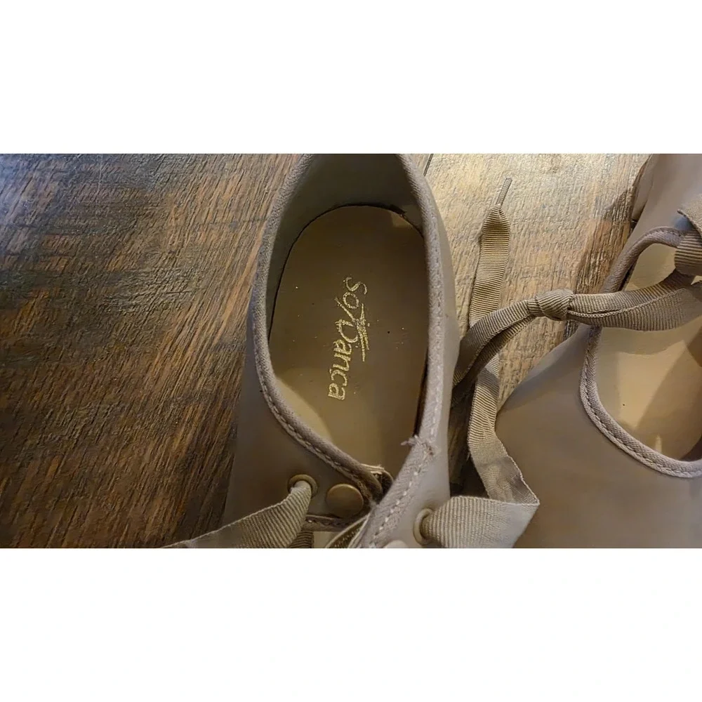 So Danca Valiant TA36 Adult Vegan Tap Shoe With Elastic Snaps Tan Sz Med 8 1/2 L